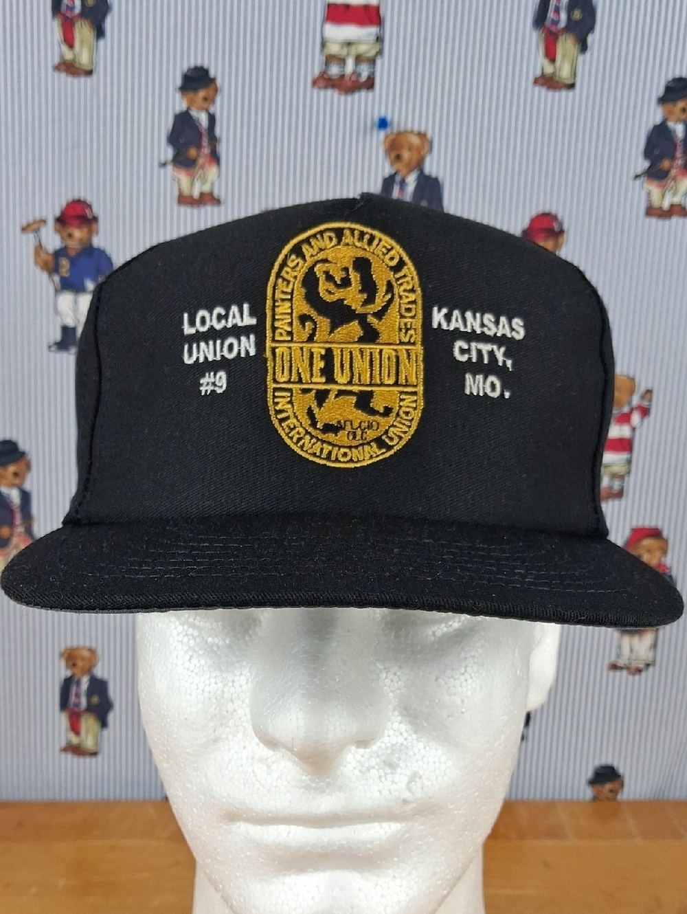 Vintage Local Union #9 Kansas City Mo. Stitched Logo Black & Gold Snapback Hat
